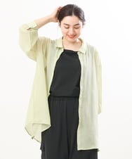 OLBFS16070 eur3(エウルキューブ) 【大きいサイズ/2点セット】シアーシャツアンサンブル ライトグリーン(30)