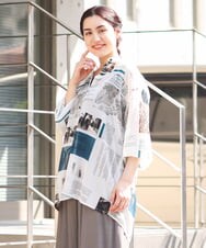 OLBFS16070 eur3(エウルキューブ) 【大きいサイズ】シアーシャツアンサンブル グリーン(35)