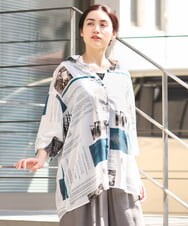 OLBFS16070 eur3(エウルキューブ) 【大きいサイズ/2点セット】シアーシャツアンサンブル グリーン(35)