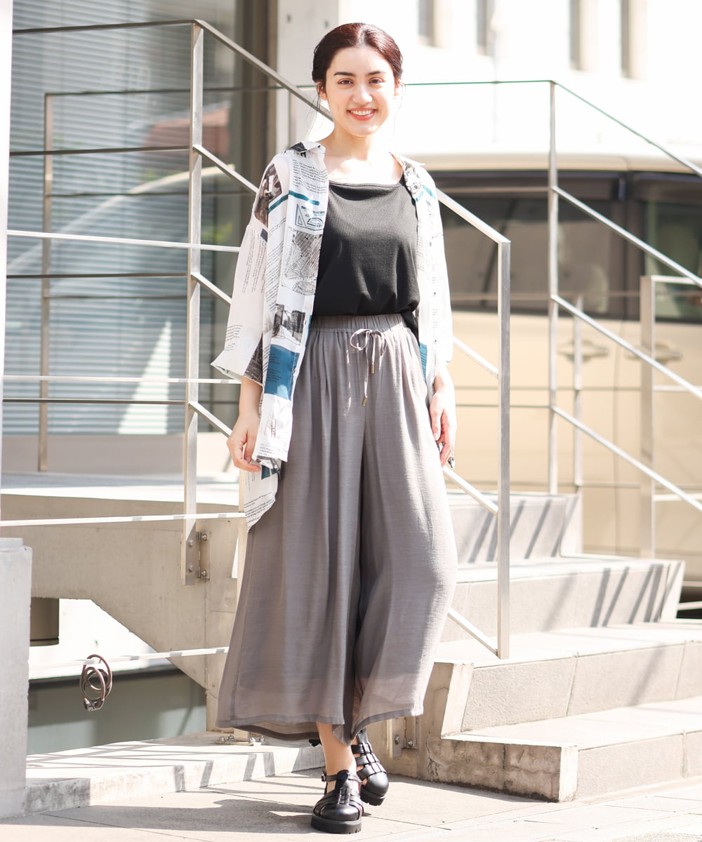 OLBFS16070 eur3(エウルキューブ) 【大きいサイズ/2点セット】シアーシャツアンサンブル グリーン(35)