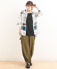 OLBFS16070 eur3(エウルキューブ) 【大きいサイズ/2点セット】シアーシャツアンサンブル グリーン(35)