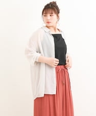 OLBFS16070 eur3(エウルキューブ) 【大きいサイズ/2点セット】シアーシャツアンサンブル ライトグレー(91)