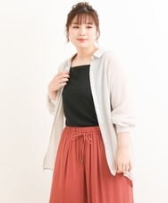OLBFS16070 eur3(エウルキューブ) 【大きいサイズ/2点セット】シアーシャツアンサンブル ライトグレー(91)