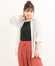 OLBFS16070 eur3(エウルキューブ) 【大きいサイズ/2点セット】シアーシャツアンサンブル ライトグレー(91)