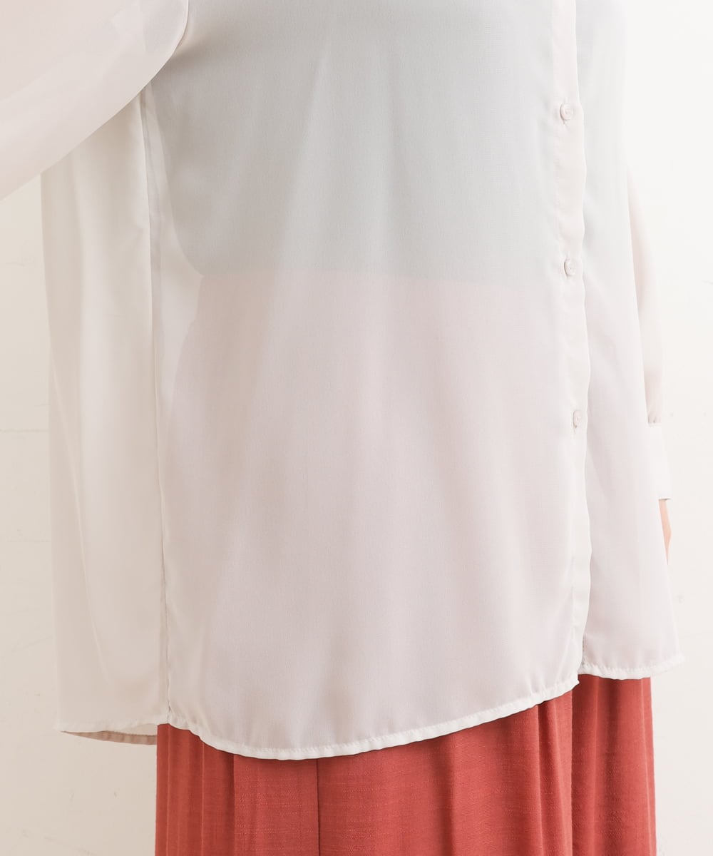 OLBFS16070 eur3(エウルキューブ) 【大きいサイズ/2点セット】シアーシャツアンサンブル ライトグレー(91)