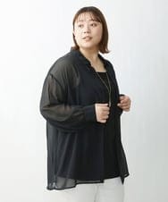 OLBFS16070 eur3(エウルキューブ) 【大きいサイズ/2点セット】シアーシャツアンサンブル ブラック(94)