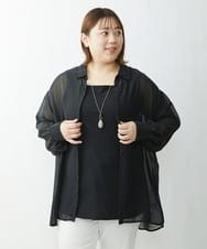 OLBFS16070 eur3(エウルキューブ) 【大きいサイズ/2点セット】シアーシャツアンサンブル ブラック(94)