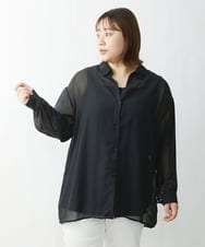 OLBFS16070 eur3(エウルキューブ) 【大きいサイズ/2点セット】シアーシャツアンサンブル ブラック(94)