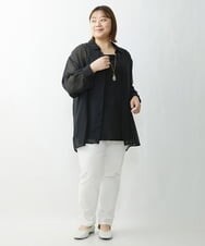 OLBFS16070 eur3(エウルキューブ) 【大きいサイズ/2点セット】シアーシャツアンサンブル ブラック(94)