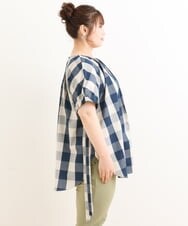 OLBFS19090 eur3(エウルキューブ) 【大きいサイズ】ブロックチェックチュニック ネイビー(57)