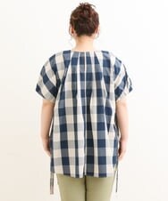 OLBFS19090 eur3(エウルキューブ) 【大きいサイズ】ブロックチェックチュニック ネイビー(57)