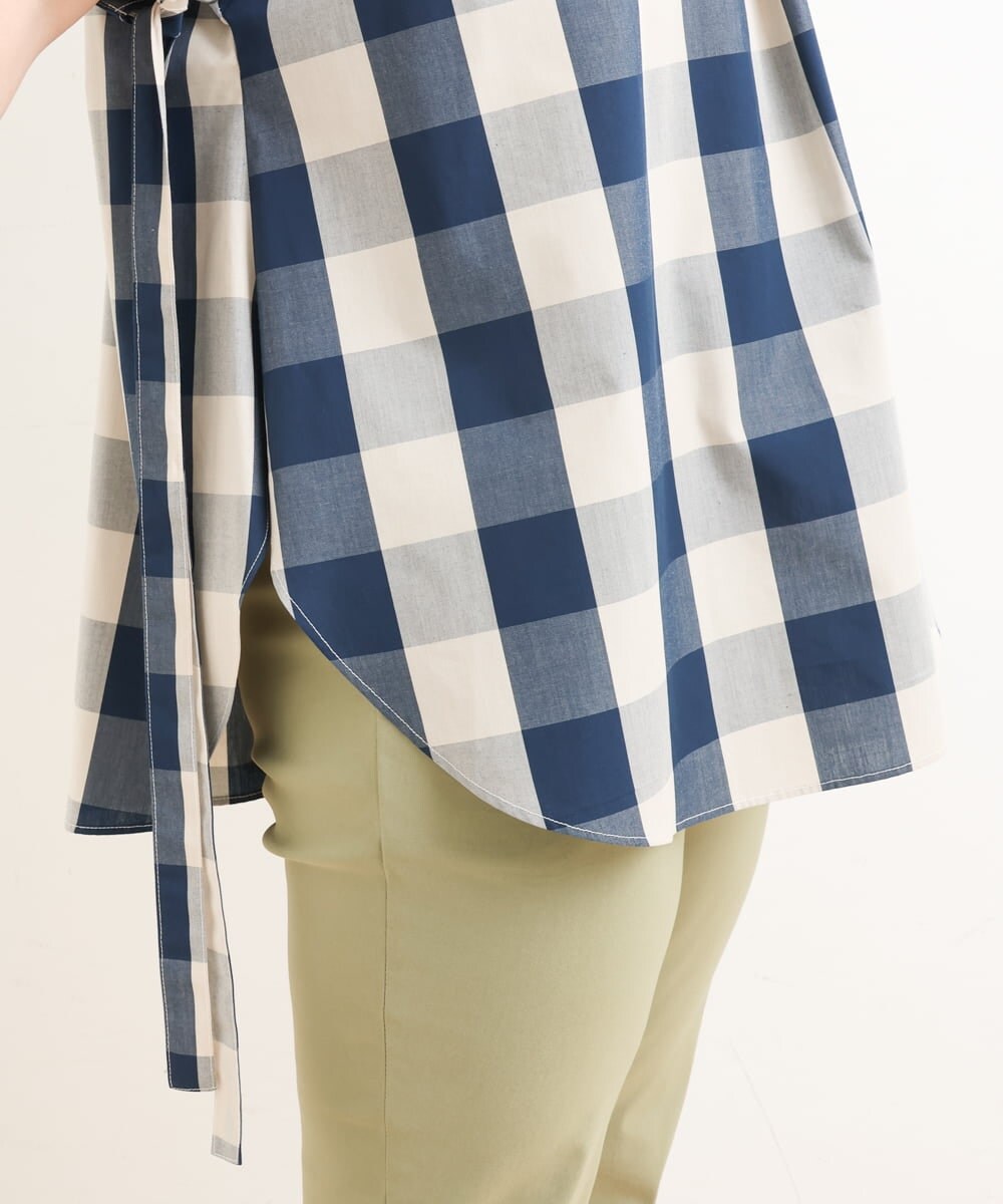 OLBFS19090 eur3(エウルキューブ) 【大きいサイズ】ブロックチェックチュニック ネイビー(57)