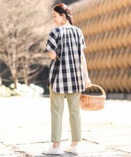 OLBFS19090 eur3(エウルキューブ) 【大きいサイズ】ブロックチェックチュニック ブラック(94)