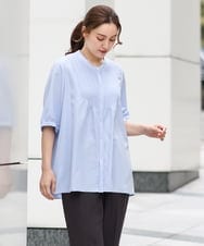 OLBGA19089 eur3(エウルキューブ) 【WEB先行販売】【大きいサイズ/a.v.v×eur3】ピンタックブラウス ライトブルー(50)