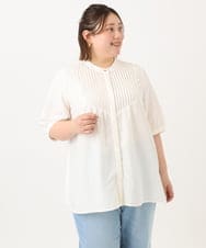 OLBGA19089 eur3(エウルキューブ) 【WEB先行販売】【大きいサイズ/a.v.v×eur3】ピンタックブラウス ホワイト(90)