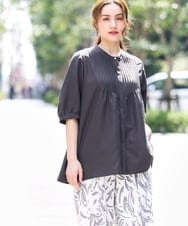 OLBGA19089 eur3(エウルキューブ) 【WEB先行販売】【大きいサイズ/a.v.v×eur3】ピンタックブラウス ダークグレー(93)