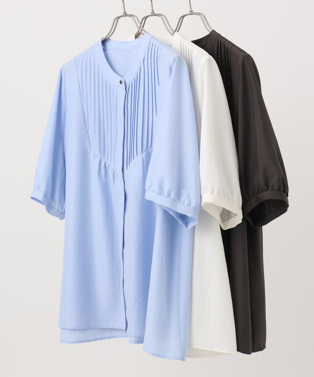 OLBGA19089 eur3(エウルキューブ) 【WEB先行販売】【大きいサイズ/a.v.v×eur3】ピンタックブラウス ダークグレー(93)