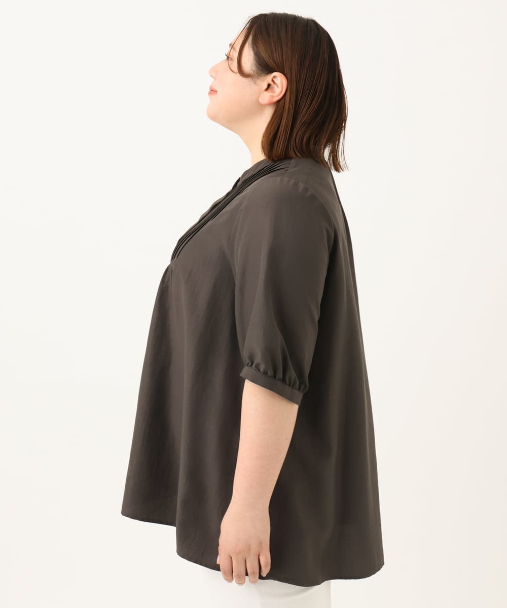OLBGA19089 eur3(エウルキューブ) 【WEB先行販売】【大きいサイズ/a.v.v×eur3】ピンタックブラウス ダークグレー(93)