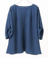 OLBGA22089 eur3(エウルキューブ) 【大きいサイズ】エンボスドットブラウス ネイビー(57)