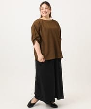 OLBGA22089 eur3(エウルキューブ) 【大きいサイズ】エンボスドットブラウス モカ(84)