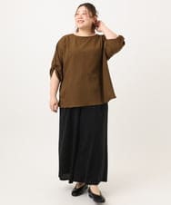 OLBGA22089 eur3(エウルキューブ) 【大きいサイズ】エンボスドットブラウス モカ(84)
