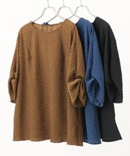 OLBGA22089 eur3(エウルキューブ) 【大きいサイズ】エンボスドットブラウス モカ(84)