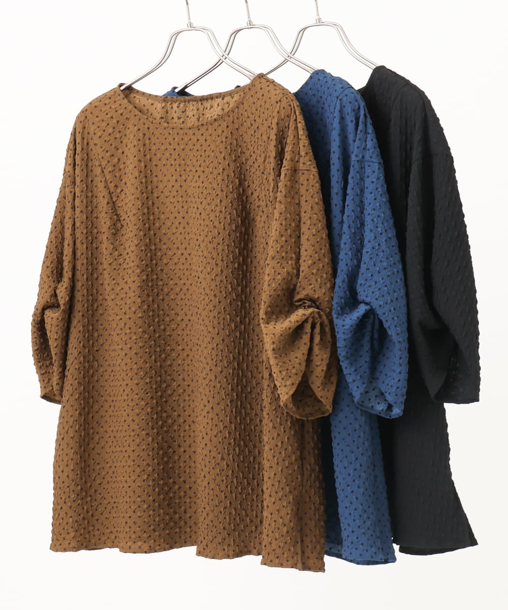OLBGA22089 eur3(エウルキューブ) 【大きいサイズ】エンボスドットブラウス モカ(84)