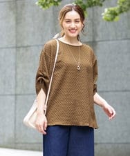 OLBGA22089 eur3(エウルキューブ) 【大きいサイズ】エンボスドットブラウス モカ(84)