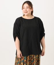 OLBGA22089 eur3(エウルキューブ) 【大きいサイズ】エンボスドットブラウス ブラック(94)