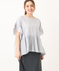 OLBGA32089 eur3(エウルキューブ) 【大きいサイズ】ペプラムブラウス ライトブルー(50)