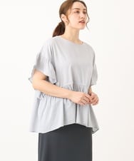 OLBGA32089 eur3(エウルキューブ) 【大きいサイズ】ペプラムブラウス ライトブルー(50)