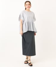 OLBGA32089 eur3(エウルキューブ) 【大きいサイズ】ペプラムブラウス ライトブルー(50)