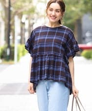 OLBGA32089 eur3(エウルキューブ) 【大きいサイズ】ペプラムブラウス ダークブラウン(87)