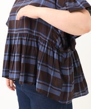 OLBGA32089 eur3(エウルキューブ) 【大きいサイズ】ペプラムブラウス ダークブラウン(87)