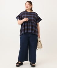 OLBGA32089 eur3(エウルキューブ) 【大きいサイズ】ペプラムブラウス ダークブラウン(87)