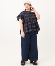 OLBGA32089 eur3(エウルキューブ) 【大きいサイズ】ペプラムブラウス ダークブラウン(87)