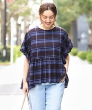 OLBGA32089 eur3(エウルキューブ) 【大きいサイズ】ペプラムブラウス ダークブラウン(87)