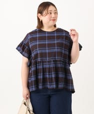OLBGA32089 eur3(エウルキューブ) 【大きいサイズ】ペプラムブラウス ダークブラウン(87)