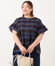 OLBGA32089 eur3(エウルキューブ) 【大きいサイズ】ペプラムブラウス ダークブラウン(87)
