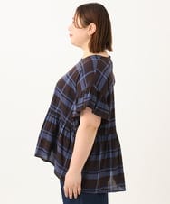 OLBGA32089 eur3(エウルキューブ) 【大きいサイズ】ペプラムブラウス ダークブラウン(87)