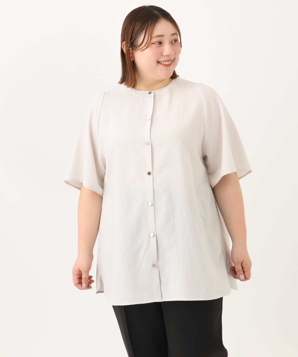 OLBGA34099 eur3 【大きいサイズ】ヴィンテージポプリンブラウス
