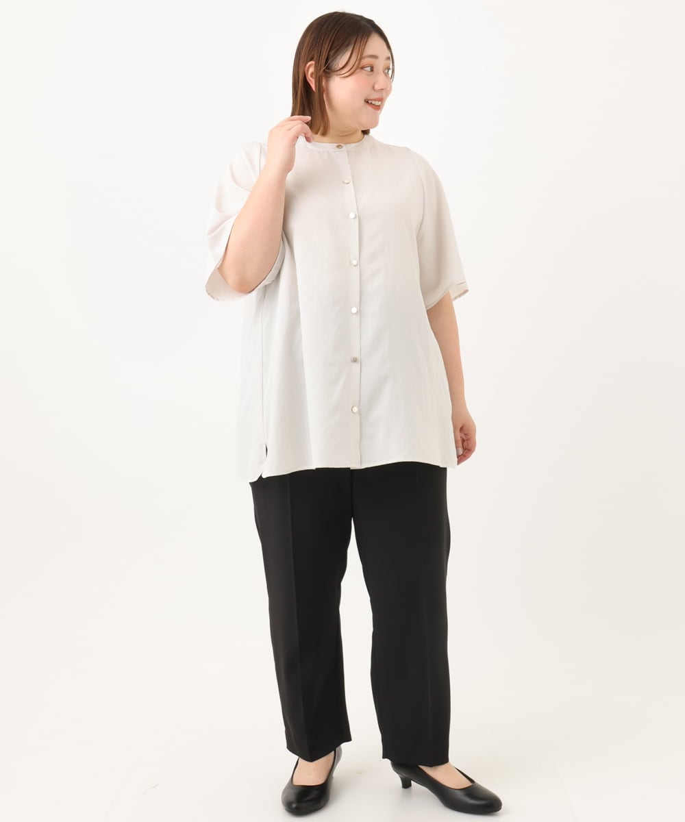 OLBGA34099 eur3(エウルキューブ) 【大きいサイズ】ヴィンテージポプリンブラウス アイボリー(80)