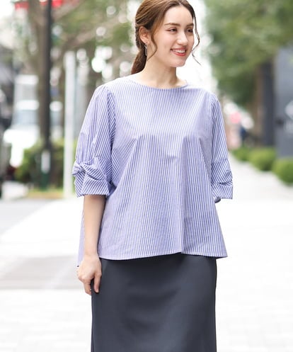 OLBGA35089 eur3 【WEB先行販売】【大きいサイズ】ラメストライプブラウス