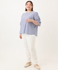 OLBGA35089 eur3(エウルキューブ) 【WEB先行販売】【大きいサイズ】ラメストライプブラウス ブルー(55)