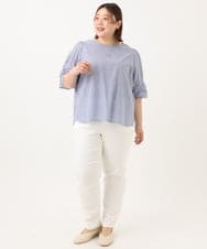 OLBGA35089 eur3(エウルキューブ) 【WEB先行販売】【大きいサイズ】ラメストライプブラウス ブルー(55)
