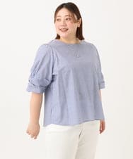 OLBGA35089 eur3(エウルキューブ) 【WEB先行販売】【大きいサイズ】ラメストライプブラウス ブルー(55)