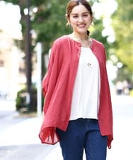 OLBGA38099 eur3(エウルキューブ) 【WEB先行販売】【大きいサイズ】バンドカラーシアーブラウス レッド(05)