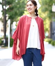 OLBGA38099 eur3(エウルキューブ) 【WEB先行販売】【大きいサイズ】バンドカラーシアーブラウス レッド(05)