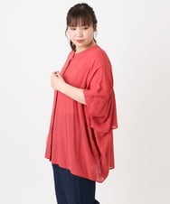 OLBGA38099 eur3(エウルキューブ) 【大きいサイズ】バンドカラーシアーブラウス レッド(05)