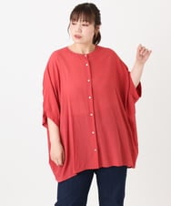 OLBGA38099 eur3(エウルキューブ) 【大きいサイズ】バンドカラーシアーブラウス レッド(05)